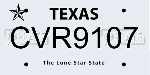 CVR9107 Texas License Plate
