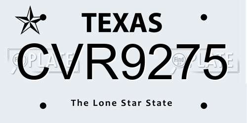 CVR9275 Texas License Plate