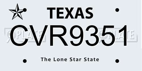 CVR9351 Texas License Plate