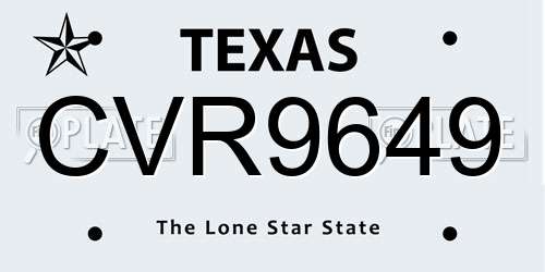 CVR9649 Texas License Plate