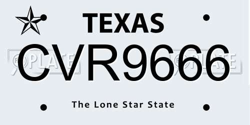 CVR9666 Texas License Plate