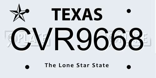 CVR9668 Texas License Plate