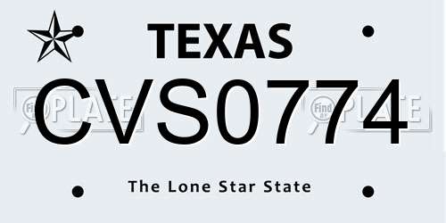 CVS0774 Texas License Plate