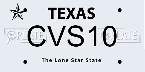 CVS10 Texas License Plate