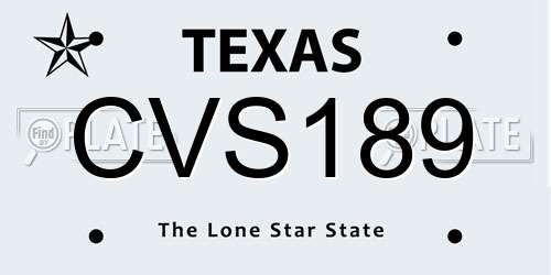 CVS189 Texas License Plate