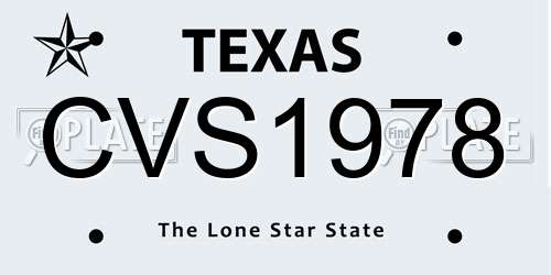 CVS1978 Texas License Plate