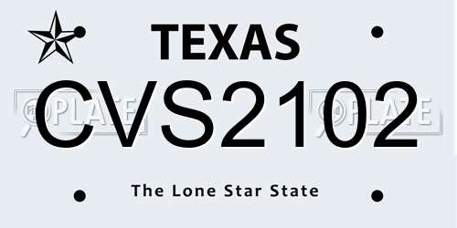 CVS2102 Texas License Plate