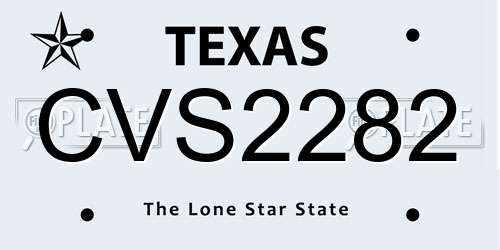 CVS2282 Texas License Plate