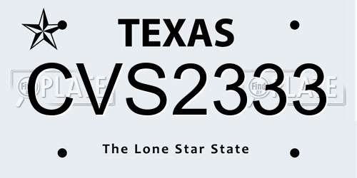 CVS2333 Texas License Plate