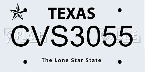CVS3055 Texas License Plate