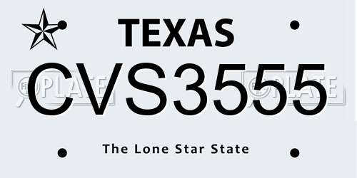CVS3555 Texas License Plate