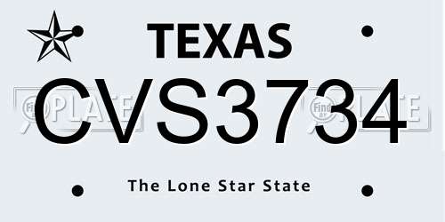 CVS3734 Texas License Plate