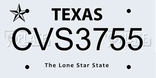 CVS3755 Texas License Plate