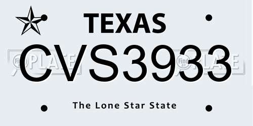 CVS3933 Texas License Plate