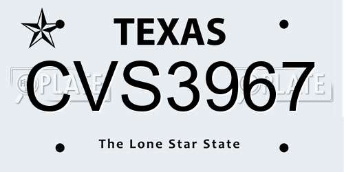 CVS3967 Texas License Plate