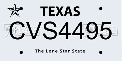 CVS4495 Texas License Plate