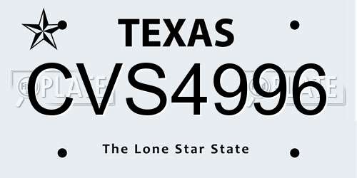 CVS4996 Texas License Plate