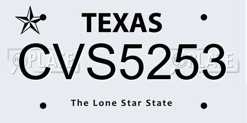 CVS5253 Texas License Plate
