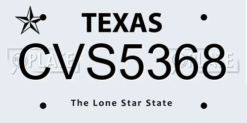 CVS5368 Texas License Plate