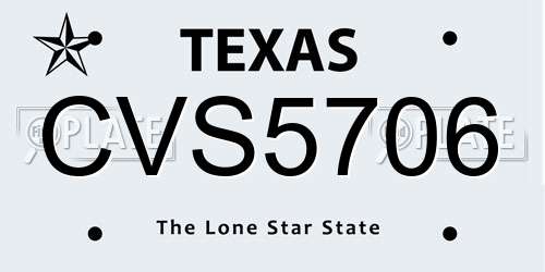 CVS5706 Texas License Plate