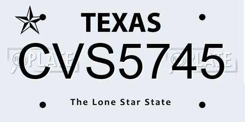 CVS5745 Texas License Plate