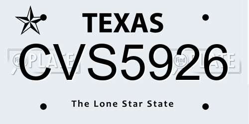 CVS5926 Texas License Plate
