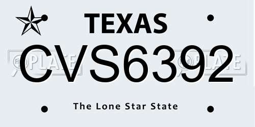 CVS6392 Texas License Plate