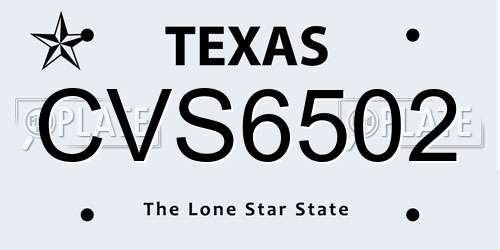 CVS6502 Texas License Plate