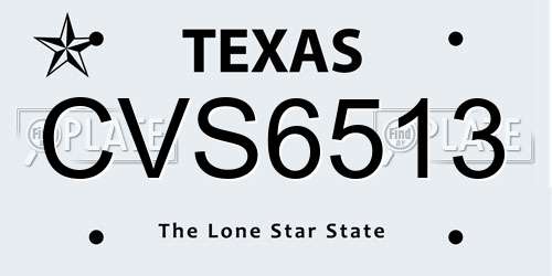 CVS6513 Texas License Plate