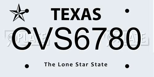 CVS6780 Texas License Plate