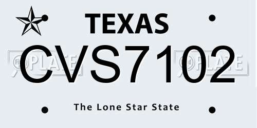 CVS7102 Texas License Plate