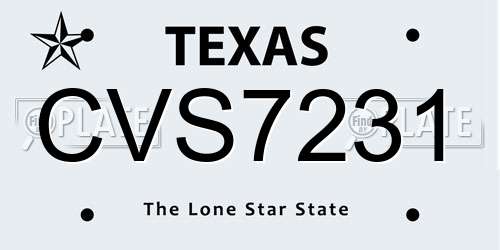 CVS7231 Texas License Plate