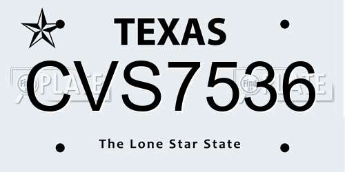 CVS7536 Texas License Plate