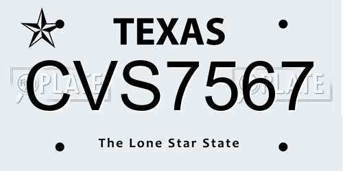 CVS7567 Texas License Plate