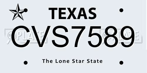 CVS7589 Texas License Plate