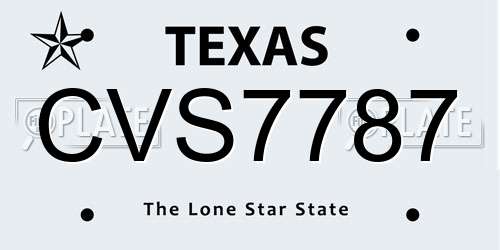 CVS7787 Texas License Plate