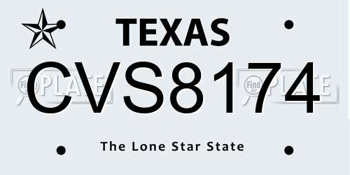 CVS8174 Texas License Plate