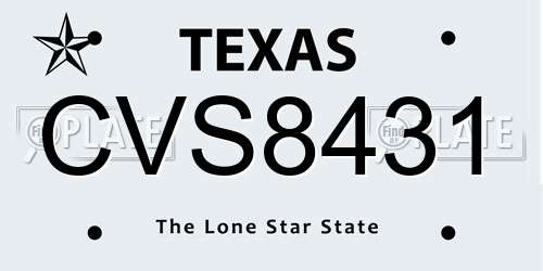 CVS8431 Texas License Plate