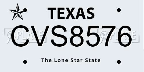 CVS8576 Texas License Plate