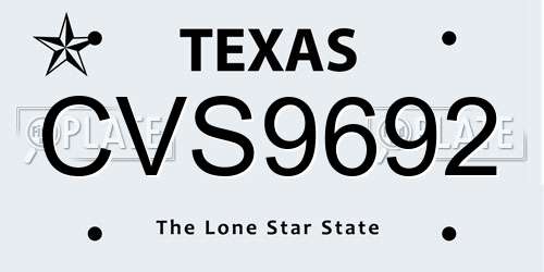 CVS9692 Texas License Plate