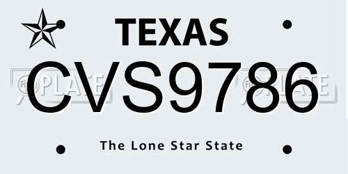 CVS9786 Texas License Plate