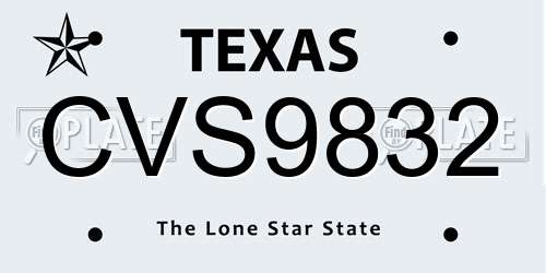 CVS9832 Texas License Plate