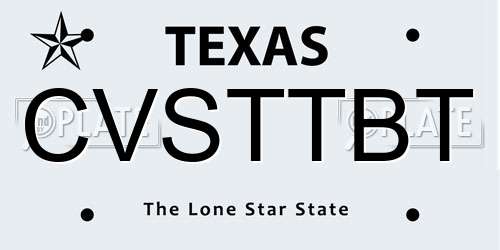CVSTTBT Texas License Plate