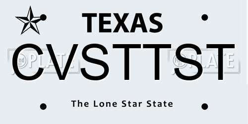 CVSTTST Texas License Plate