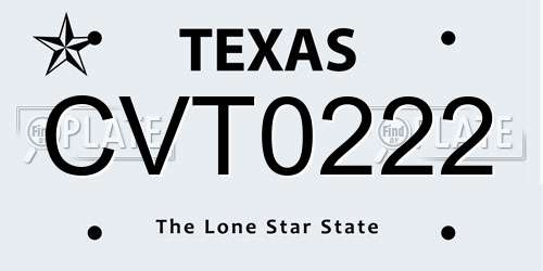 CVT0222 Texas License Plate