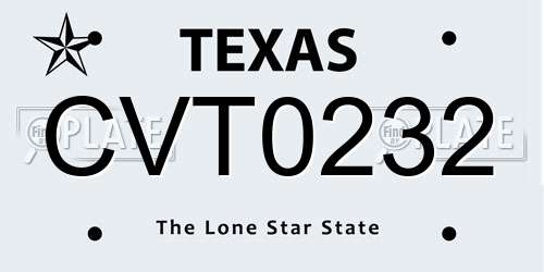 CVT0232 Texas License Plate