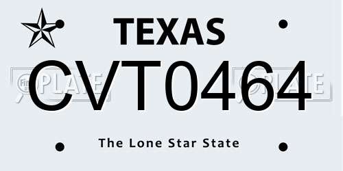 CVT0464 Texas License Plate