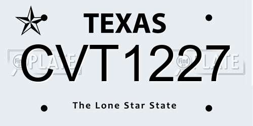 CVT1227 Texas License Plate