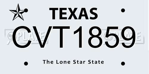 CVT1859 Texas License Plate