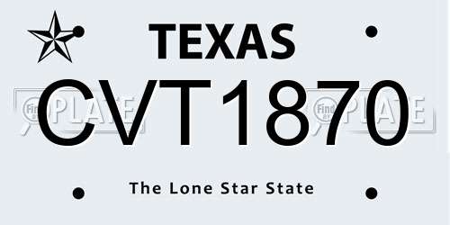 CVT1870 Texas License Plate